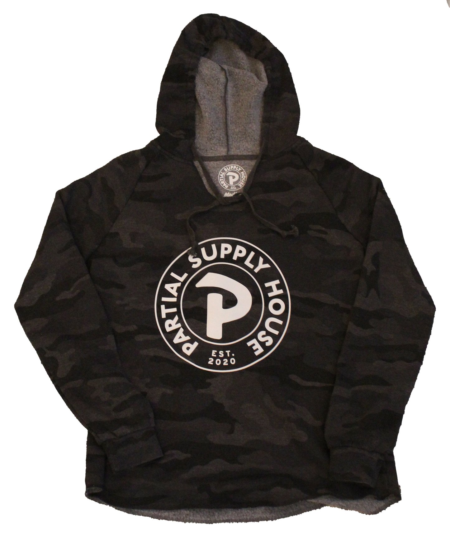 Women's Lightweight Partial Medallion Hoodie - Black Camo