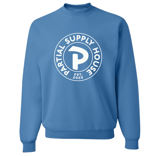 Partial Supply House Medallion Crewneck - Columbia Blue