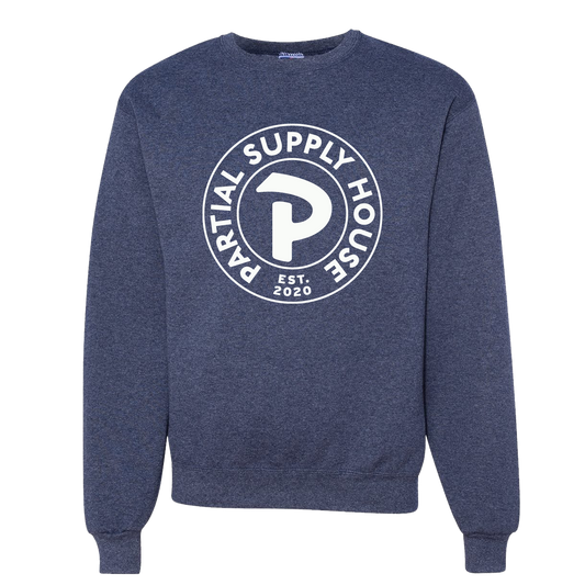 Partial Supply House Medallion Crewneck - Heather Navy